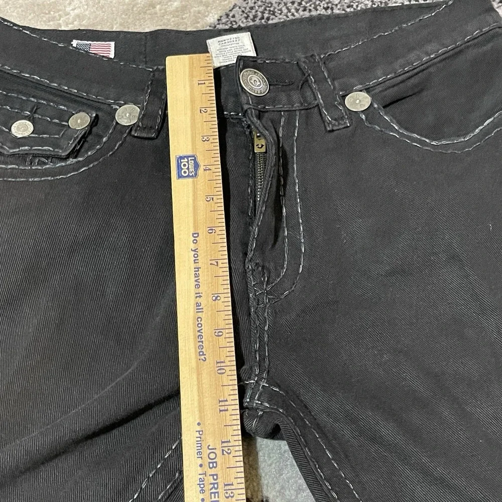 True Religion Ricky Super T Jeans Men 34x32 Black‎ Flap Pocket Thick Stitch USA